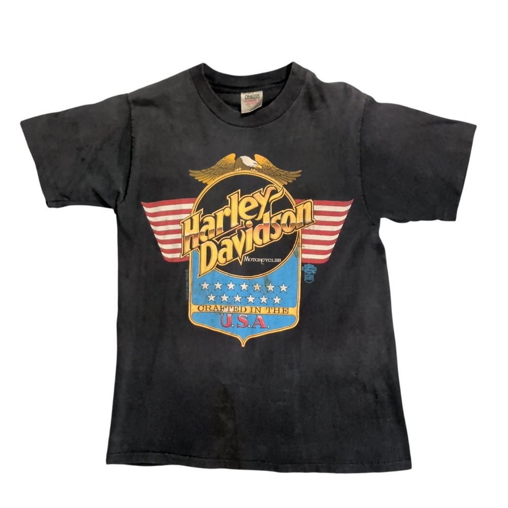 Vintage Harley Davidson T-Shirt Mens Size L Eagle Faded 90s Single Stitch ONEITA